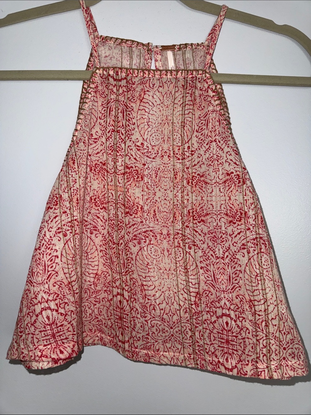 Red Patterned Free People Tank Top